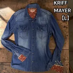良品★KRIFF MAYER【クリフメイヤー】長袖 デニムシャツ ペイズリー Lのサムネイル