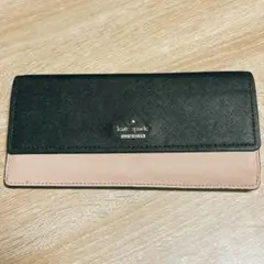 katespade ケイトスペード　財布　長財布　ピンクベージュ×ブラック
