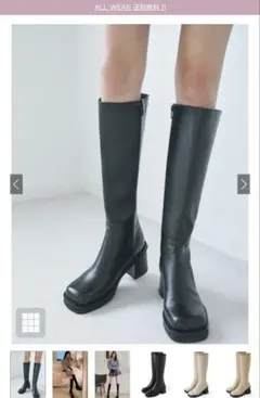 【GRL】スクエアトゥロングブーツ[zr720]