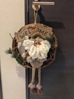 サンタクロースのクリスマスリース　ウェルカムボード