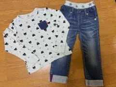 ミキハウス ダブルビー 薄手トレーナー（130）ストレッチデニム（120）