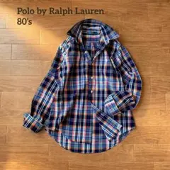 80s 緑タグ ヴィンテージ ポロ ラルフローレン タータンチェック 長袖シャツ