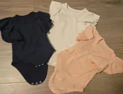 【送料込み】女の子ベビー服 フリル袖ボディスーツ3点セット