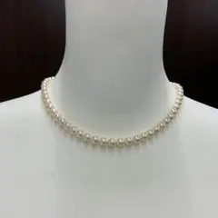 天然パール ネックレス 真珠 粒6.4〜6.9㎜ ホワイト系 留具SV
