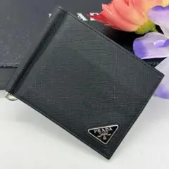 未使用✨PRADA プラダ 三角ロゴプレート マネークリップ 2MN077 黒