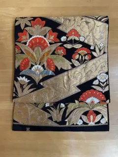 名古屋帯 黒 手描友禅 鳥 塩瀬 正絹 中古 カジュアル yzk1124 - メルカリ