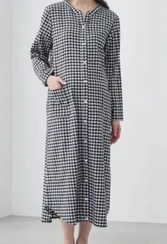 【未使用】マタニティビエラ起毛2WAY長袖綿素材ワンピースパジャマ 【産前産後】