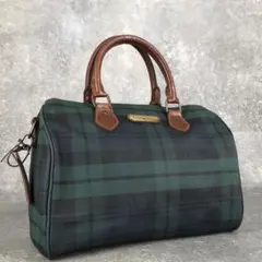 ポロラルフローレン ミニボストン ブラックウォッチ グリーン PVCレザー 緑