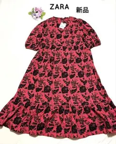 ZARA　ロングワンピース　レース　コットン　ワンピース　刺繍　マキシ丈