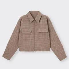 GU チェッククロップドシャツジャケット　Sサイズ