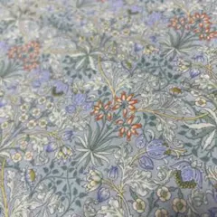 本当に美しい！大人気　ウィリアムモリス　花柄綿生地 青緑オレンジ
