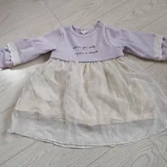 ラベンダー 裏起毛ワンピース 長袖