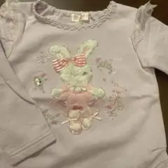 メゾピアノ 薄紫 うさぎ刺繍 トレーナー