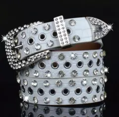 ブリンブリンベルト　白ホワイト　ウエスタンベルト　ギラギラ　Y2K