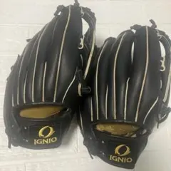 IGNIO 軟式グローブ 黒 ストライプ2個セット