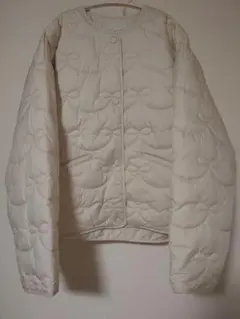 新品未使用zara現行品リボンキルティングジャケットSホワイトエクリュ