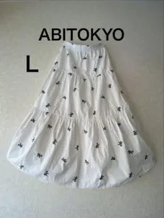 ABITOKYO♡リボン柄フレアロングスカート♡ホワイト Lのサムネイル