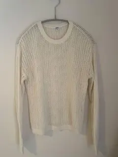 【ユニクロ】アイボリー メッシュ編み セーター S