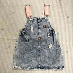 女の子キッズ デニムサロペット ワンピース futafuta 95cm