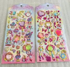 マジカルトゥインクルステッカー　キラキラシール　ピンク　パープル　2種　セット