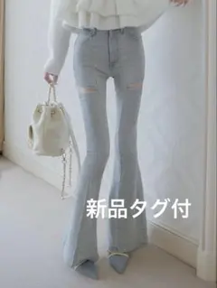 ドロップビジューフレアデニムパンツ