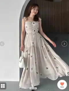 【新品未使用】SNIDEL♡フラワープリントショルダーリボンワンピース 0