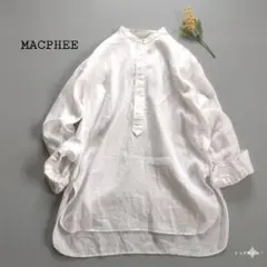 MACPHEE リネン オーバーサイズ バンドカラーシャツ 金ボタン 春夏のサムネイル