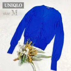 【ユニクロ】UNIQLO ライトVネックカーディガン(長袖) ブルー M ●