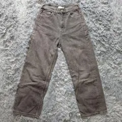 coen USAコットン ハイウエスト ワイド デニムパンツ L スミクロ