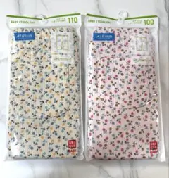 新品ユニクロ ベビー AIRism レギンス 2枚セット 100/110 花柄