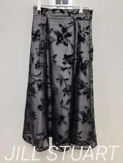 【JILL STUART】　シアー　フレアスカート　モノトーン　花柄　美品　Mのサムネイル
