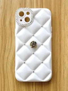新品　iPhone14plus　ケース　カバー　バンパー　ホワイト　キルティング