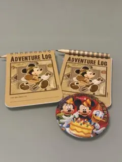 香港ディズニーエクスプローラーロッジ メモ帳 缶バッチセット