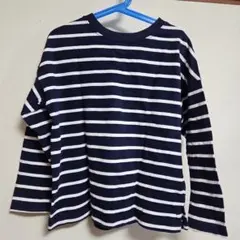 GU　ボーダー　カットソー　ロングｔシャツ　ビッグｔ