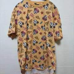 ディズニー tシャツ ミッキー ミニー　総柄 ピザ　サイズL