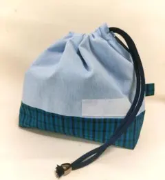 ろんろん様専用★ダンガリー×ファミリアチェックのお弁当袋&防災頭巾カバーのサムネイル