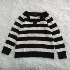 【PUTIELAL】ニットセーター　黒白　ストライプ　ボーダー　XL