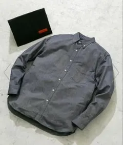 未使用！UR ROSSO L 長袖ボタンダウンシャツL 「抗菌/消臭」インディゴ