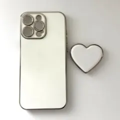 iPhone16 Pro Max ケース ハート付き ホワイト ゴールド