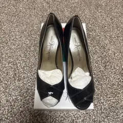 GINZA Kanematsu エナメル オープントゥ パンプス ブラック22㎝