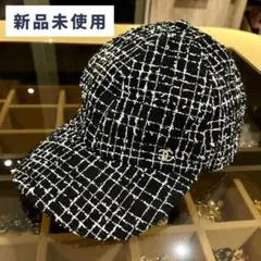 新品未使用 シャネル ベースボール キャップ 帽子 ブラックドットロゴ 