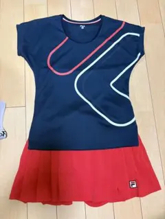 FILA テニスウェア M ネイビー/レッド プリーツスカート付き