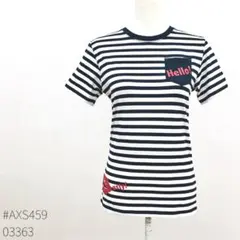 ＊美品＊ RUSTY 半袖Tシャツ ボーダー 紺×白 ロゴ Lサイズ 刺繍のサムネイル