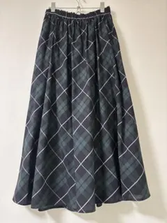ダークグリーンチェック フレアスカート