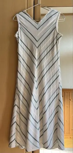 マタニティワンピース　ストライプ柄ノースリーブ