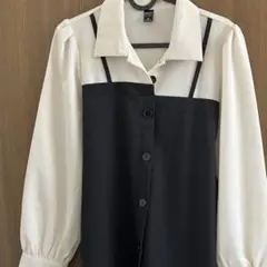 Dazy シャツドレス ワンピース 2 in 1 カラーブロック ベルト付き