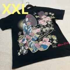 【専用】抜刀娘　和柄Ｔシャツ　和服美人　五重の塔　和傘　ブラック　派手柄のサムネイル