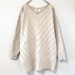◉AZUL　ルーズシルエット　Vネックニット　長袖　ベージュ　S　トップス