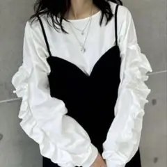 Re:EDIT 袖フリル長袖カットソー