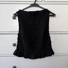 H&M シャーリング ノースリーブ ブラウス XS ブラック